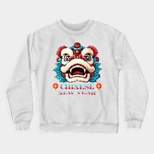 Playful Chinese New Year Lion: Kawaii Yellow Cartoon Fun! Crewneck Sweatshirt